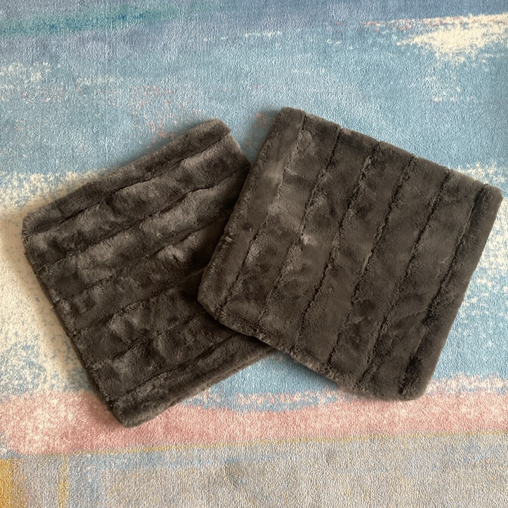 Channel Moss Green Faux Fur Throw Pillow Covers (2)